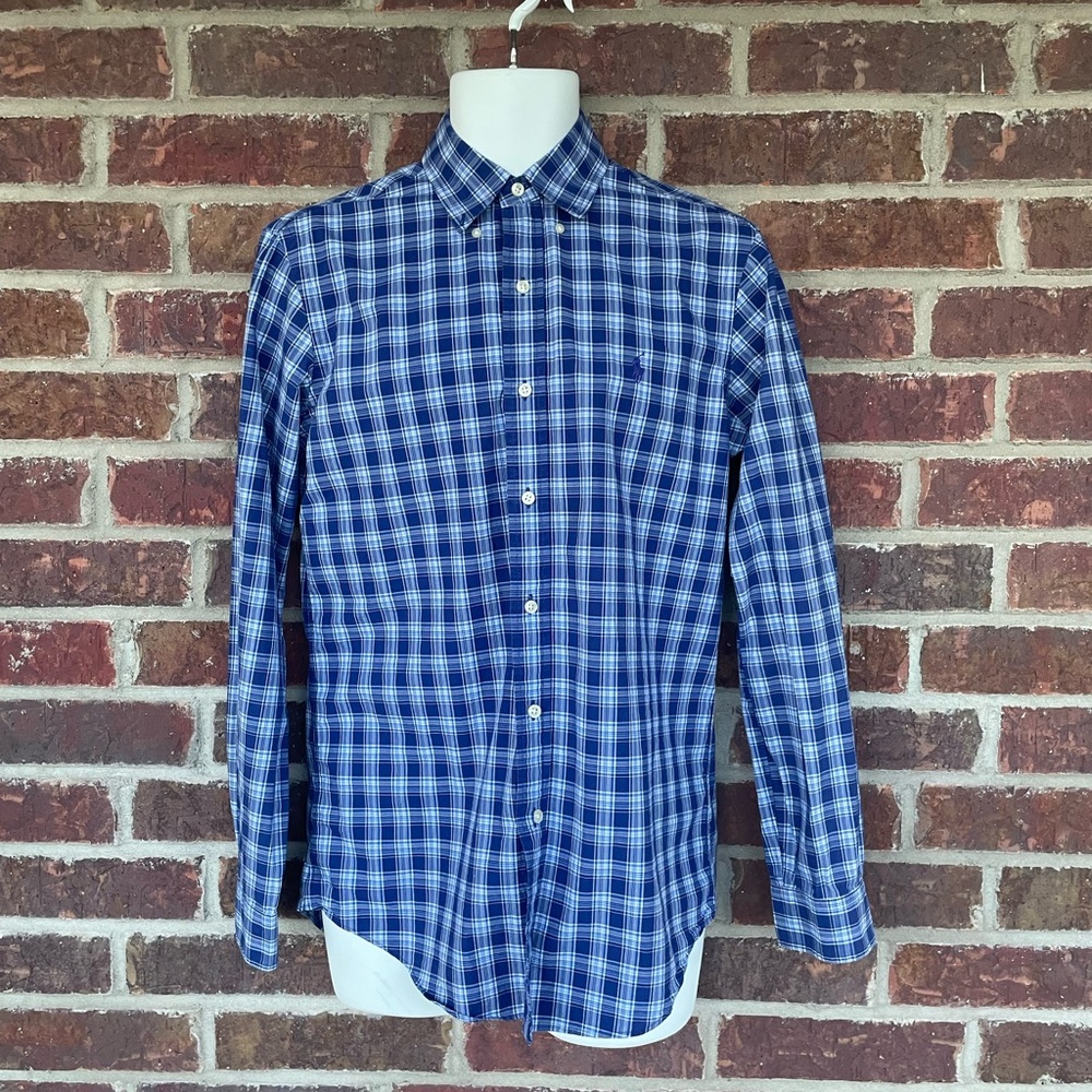 Men’s Ralph Lauren Blue Check Button Down Top Size Small